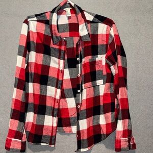 Forever 21 Red and Black Plaid button down shirt Medium